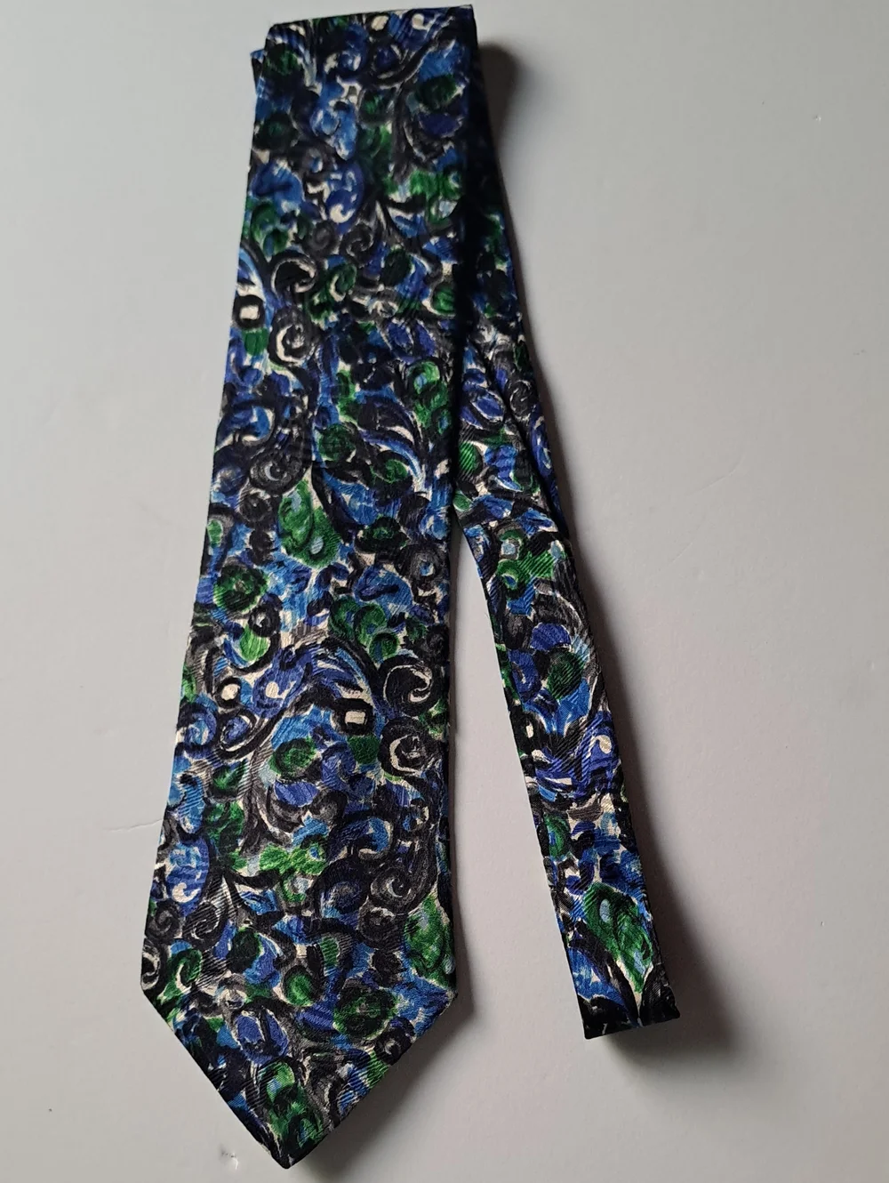 BOLGHERI Blue & Green Floral Paisley Men's Tie MADE IN ITALY